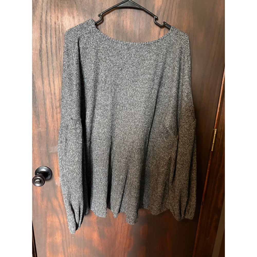 BloomChic Women Charcoal Gray Marl Knit V-Neck Lantern Sleeve Top US 14-16 NWT - Picture 3 of 5
